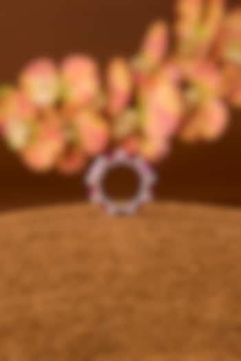 White Finish Zircon & Ruby Stone Ring In Sterling Silver by STELLA CREATIONS at Pernia's Pop Up Shop