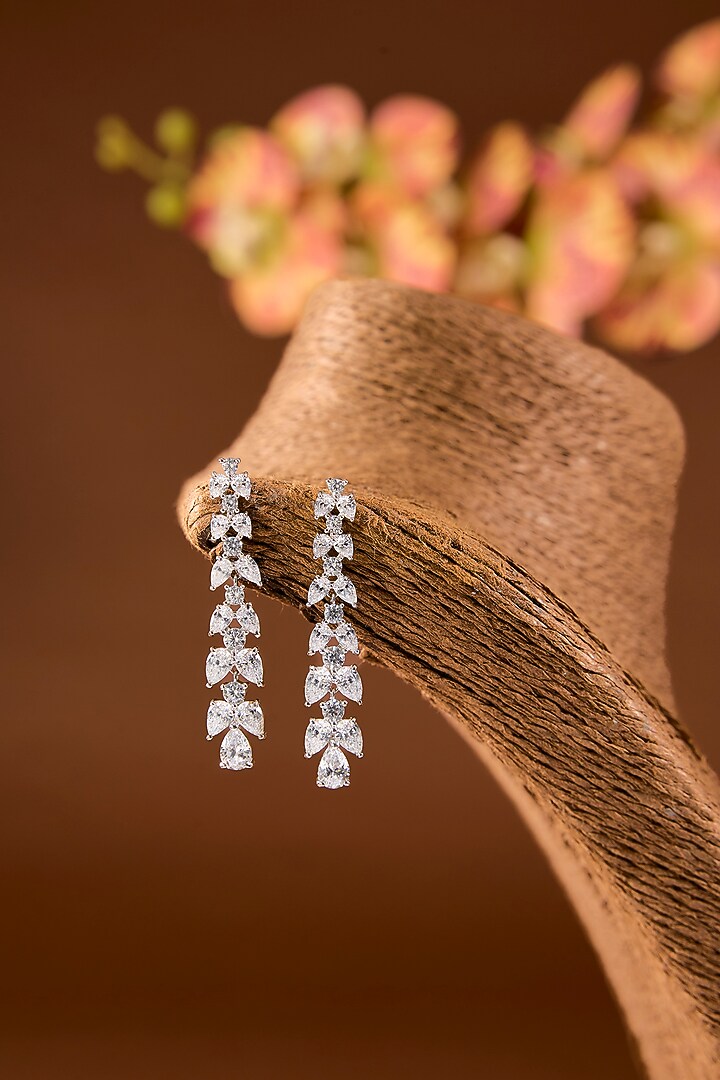 White Finish Zircon Necklace Set In Sterling Silver by STELLA CREATIONS at Pernia's Pop Up Shop