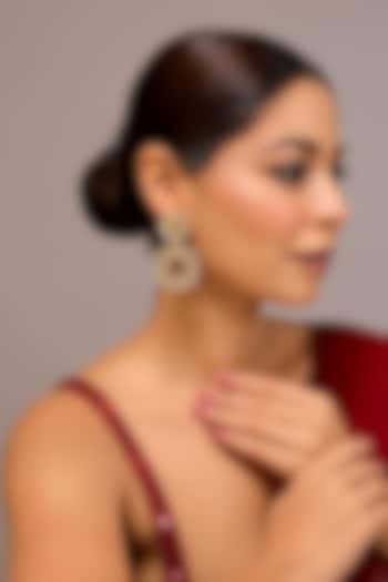 Gold Finish Zircon Dangler Earrings In Sterling Silver by STELLA CREATIONS at Pernia's Pop Up Shop