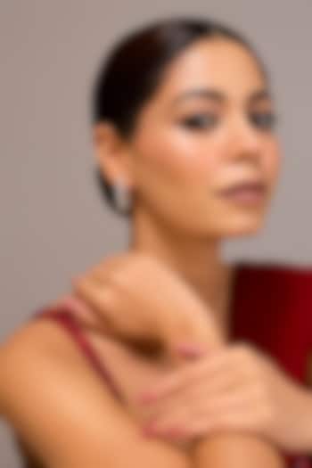 White Finish Zircon Hoop Earrings In Sterling Silver by STELLA CREATIONS at Pernia's Pop Up Shop