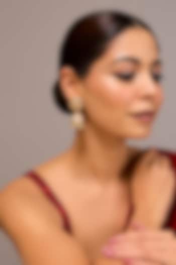 Gold Finish Kundan Polki Dangler Earrings In Sterling Silver by STELLA CREATIONS at Pernia's Pop Up Shop