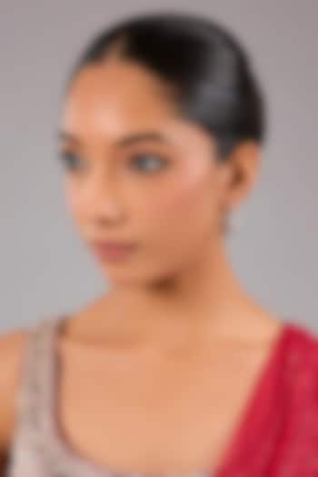 White Finish Zircon Hoop Earrings In Sterling Silver by STELLA CREATIONS at Pernia's Pop Up Shop