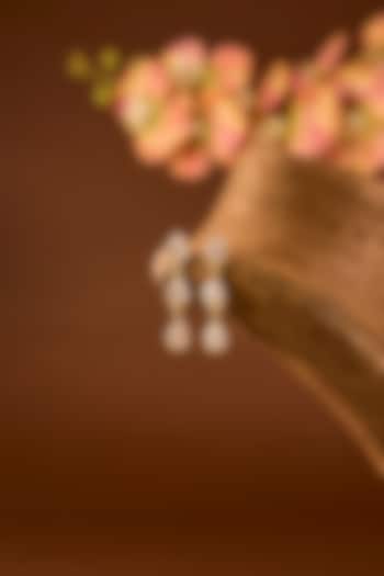 Gold Finish Kundan Polki Dangler Earrings In Sterling Silver by STELLA CREATIONS at Pernia's Pop Up Shop