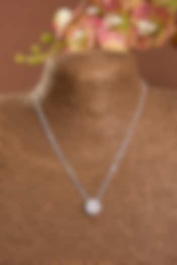 White Gold Finish Moissanite Polki Pendant Chain Necklace In Sterling Silver by STELLA CREATIONS at Pernia's Pop Up Shop