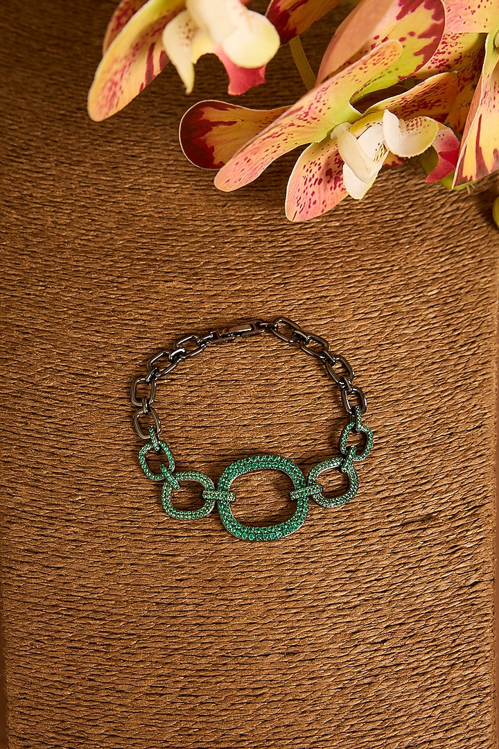 Black Gold Finish Emerald Bracelet In Sterling Silver by STELLA CREATIONS at Pernia's Pop Up Shop