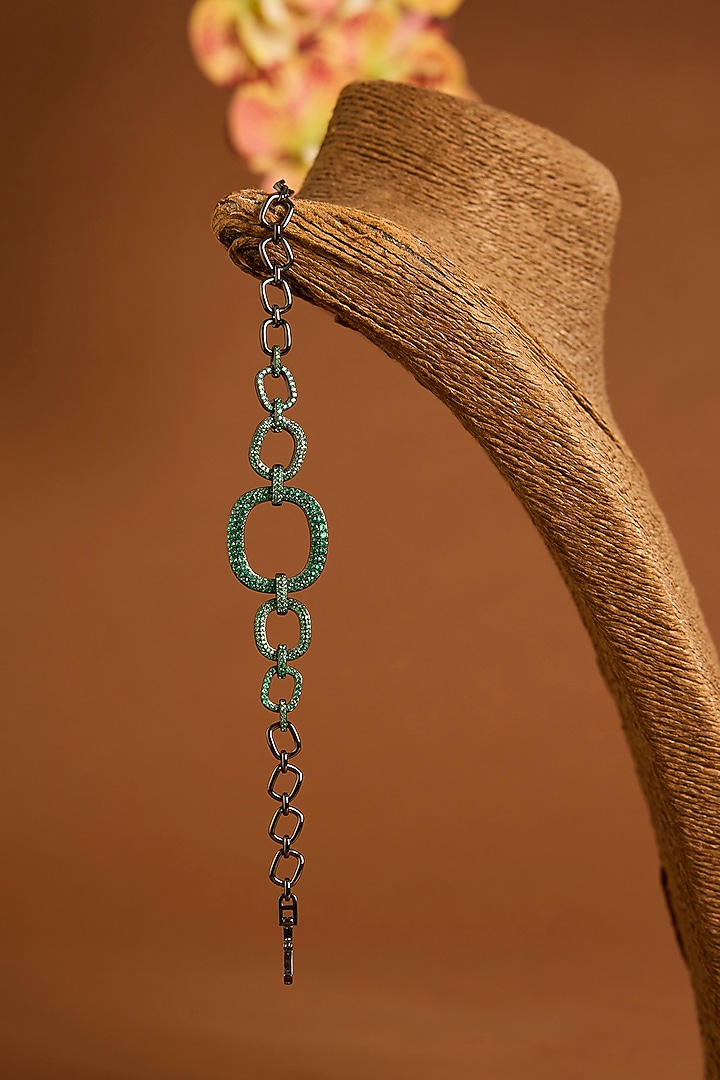 Black Gold Finish Emerald Bracelet In Sterling Silver by STELLA CREATIONS at Pernia's Pop Up Shop