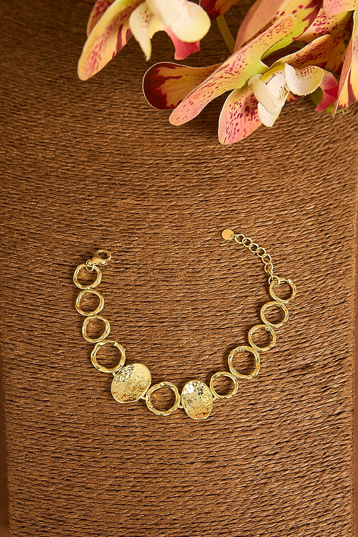 Yellow Gold Finish Swarovski Bracelet In Sterling Silver by STELLA CREATIONS at Pernia's Pop Up Shop