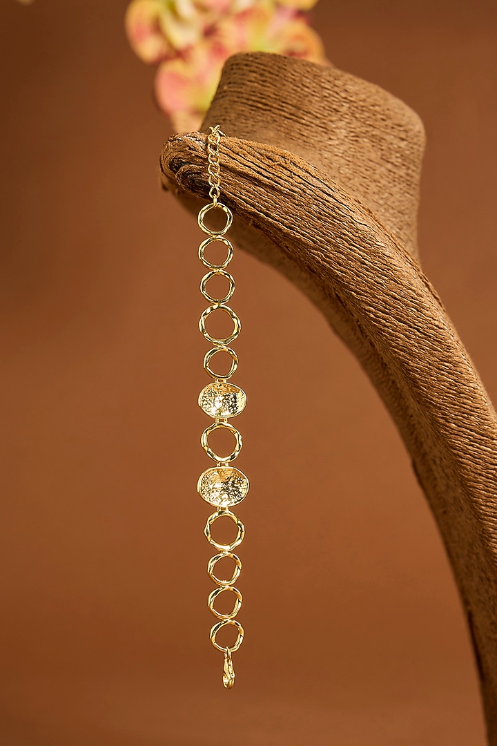 Yellow Gold Finish Swarovski Bracelet In Sterling Silver by STELLA CREATIONS at Pernia's Pop Up Shop
