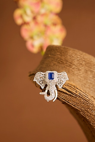 White Gold Finish Swarovski & Sapphire Brooch Cum Pendant In Sterling Silver by STELLA CREATIONS
