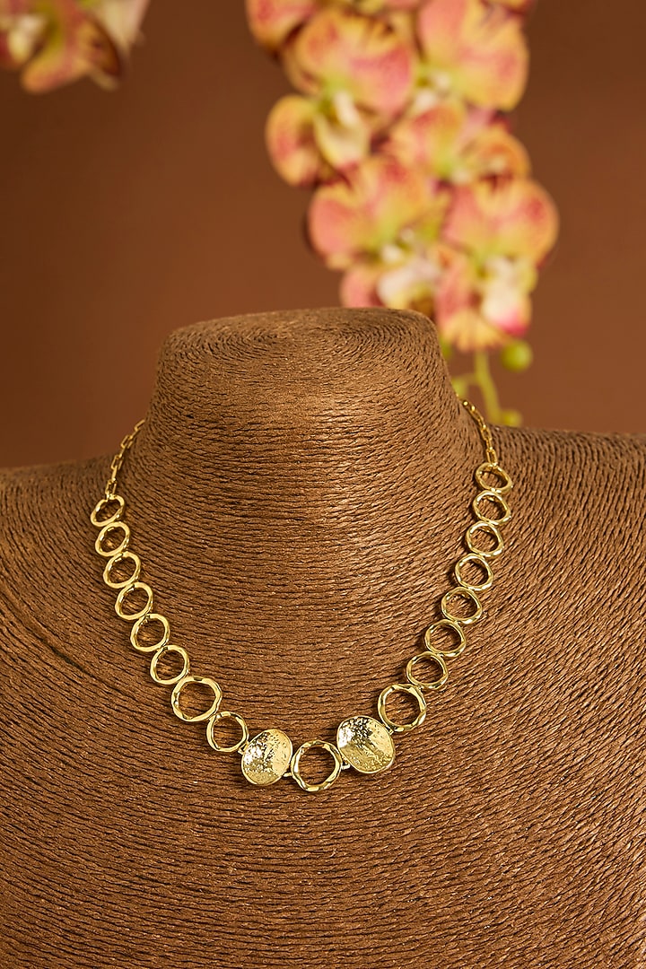 Yellow Gold Finish Swarovski Choker Necklace Set In Sterling Silver by STELLA CREATIONS at Pernia's Pop Up Shop