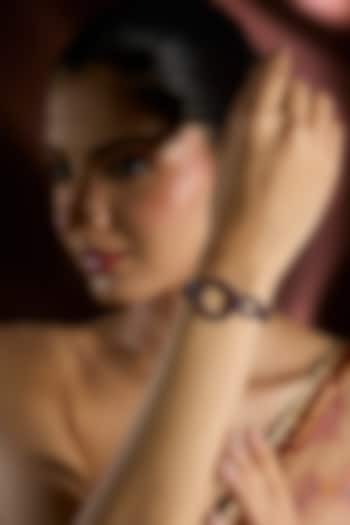 Black Gold Finish Swarovski & Ruby Bracelet In Sterling Silver by STELLA CREATIONS at Pernia's Pop Up Shop