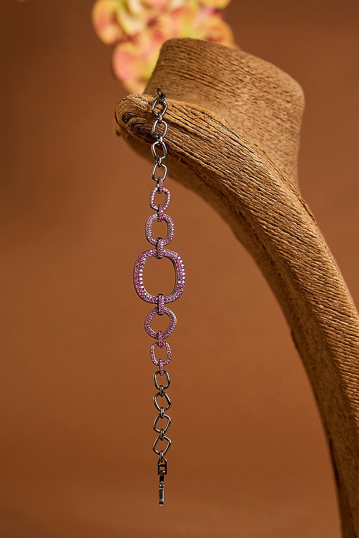 Black Gold Finish Swarovski & Ruby Bracelet In Sterling Silver by STELLA CREATIONS at Pernia's Pop Up Shop