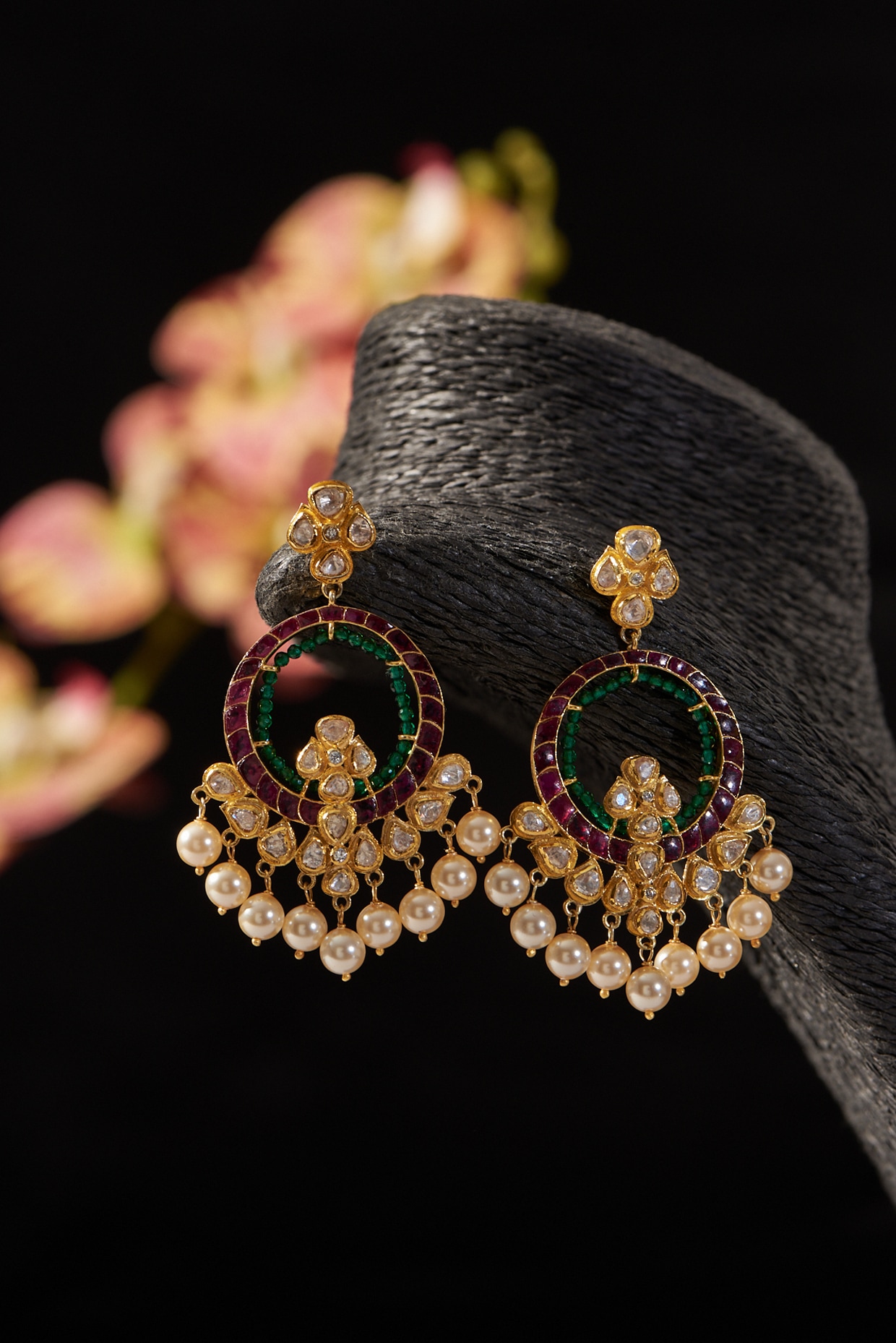 Matte Gold Pearl Jhumka Chandbali/ Golden Indo-Western Ethnic Earrings –  AryaFashions