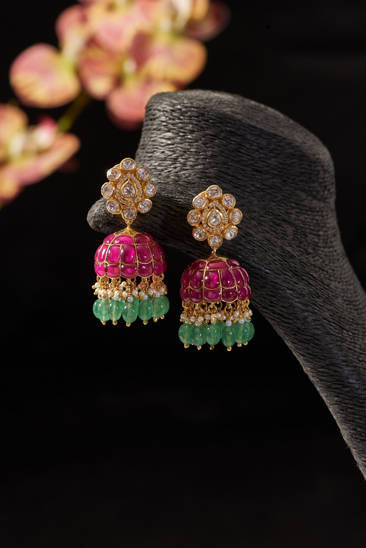 Ruby deals jhumka earrings