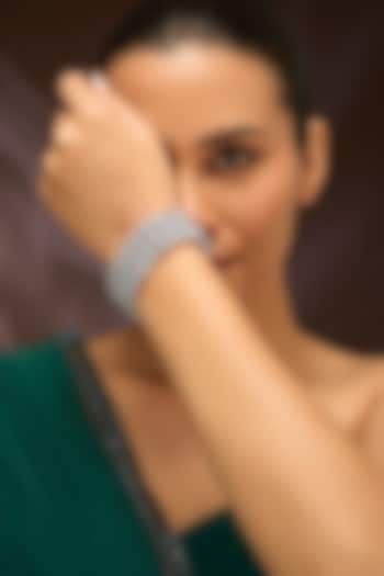 White Gold Finish Eurostar Swarovski Bracelet In Sterling Silver by STELLA CREATIONS at Pernia's Pop Up Shop