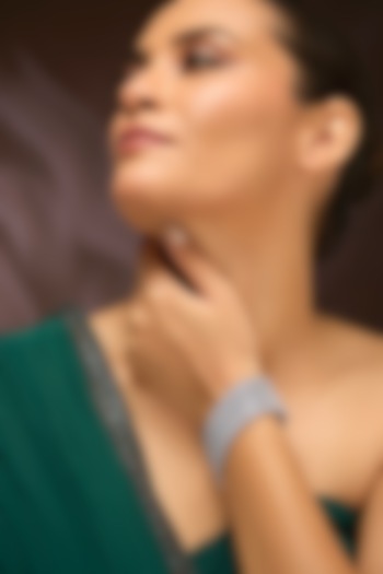 White Gold Finish Eurostar Swarovski Bracelet In Sterling Silver by STELLA CREATIONS at Pernia's Pop Up Shop