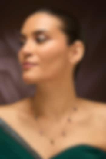 Yellow Gold Finish Ruby & Sapphire Necklace In Sterling Silver by STELLA CREATIONS at Pernia's Pop Up Shop