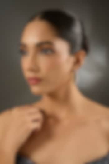 White Gold Finish Eurostar Zircon & Sapphire Stone Hoop Earrings In Sterling Silver by STELLA CREATIONS at Pernia's Pop Up Shop