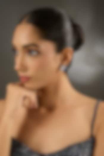 White Gold Finish Zircon & Sapphire Stone Stud Earrings In Sterling Silver by STELLA CREATIONS at Pernia's Pop Up Shop