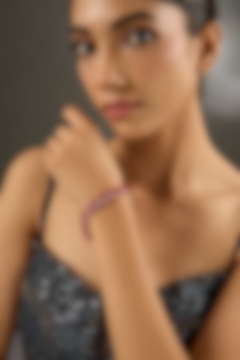 White Gold Finish Zircon & Ruby Stone Bracelet In Sterling Silver by STELLA CREATIONS at Pernia's Pop Up Shop