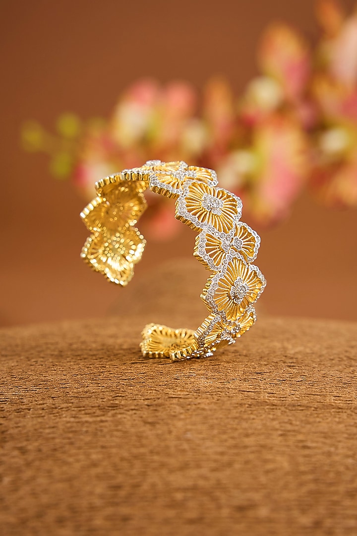 Yellow Gold Finish Eurostar Zircon Bracelet In Sterling Silver by STELLA CREATIONS at Pernia's Pop Up Shop