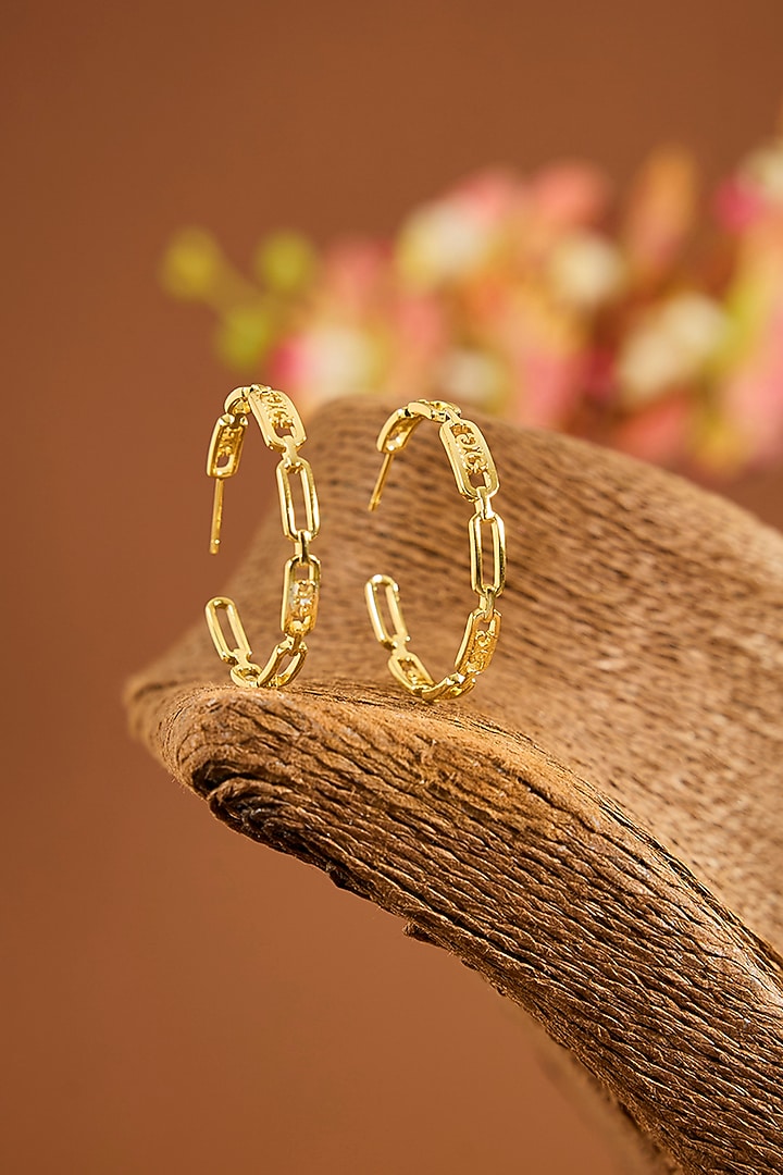 Yellow Gold Finish Hoop Earrings In Sterling Silver by STELLA CREATIONS at Pernia's Pop Up Shop