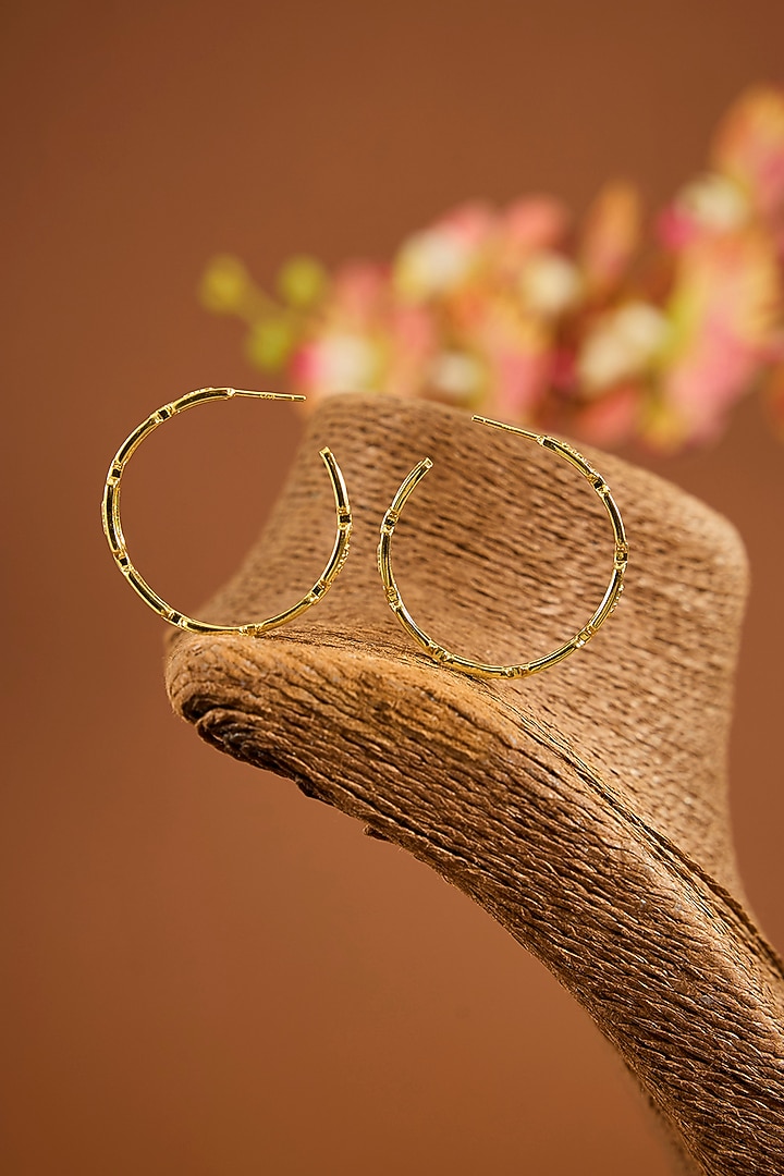 Yellow Gold Finish Hoop Earrings In Sterling Silver by STELLA CREATIONS at Pernia's Pop Up Shop