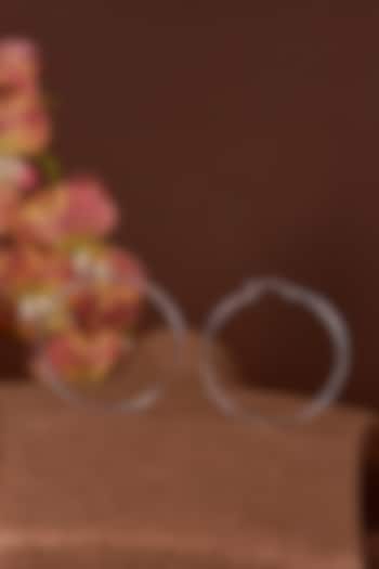 White Finish Zircon Hoop Earrings In Sterling Silver by STELLA CREATIONS at Pernia's Pop Up Shop