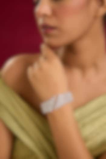 White Gold Finish Swarovski Zircon Bracelet In Sterling Silver by STELLA CREATIONS at Pernia's Pop Up Shop