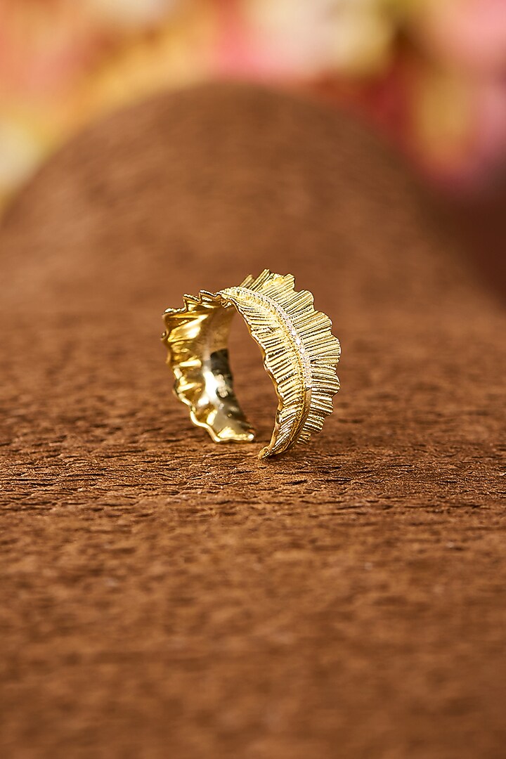 Yellow Gold Finish Eurostar Zircon Ring In Sterling Silver by STELLA CREATIONS at Pernia's Pop Up Shop