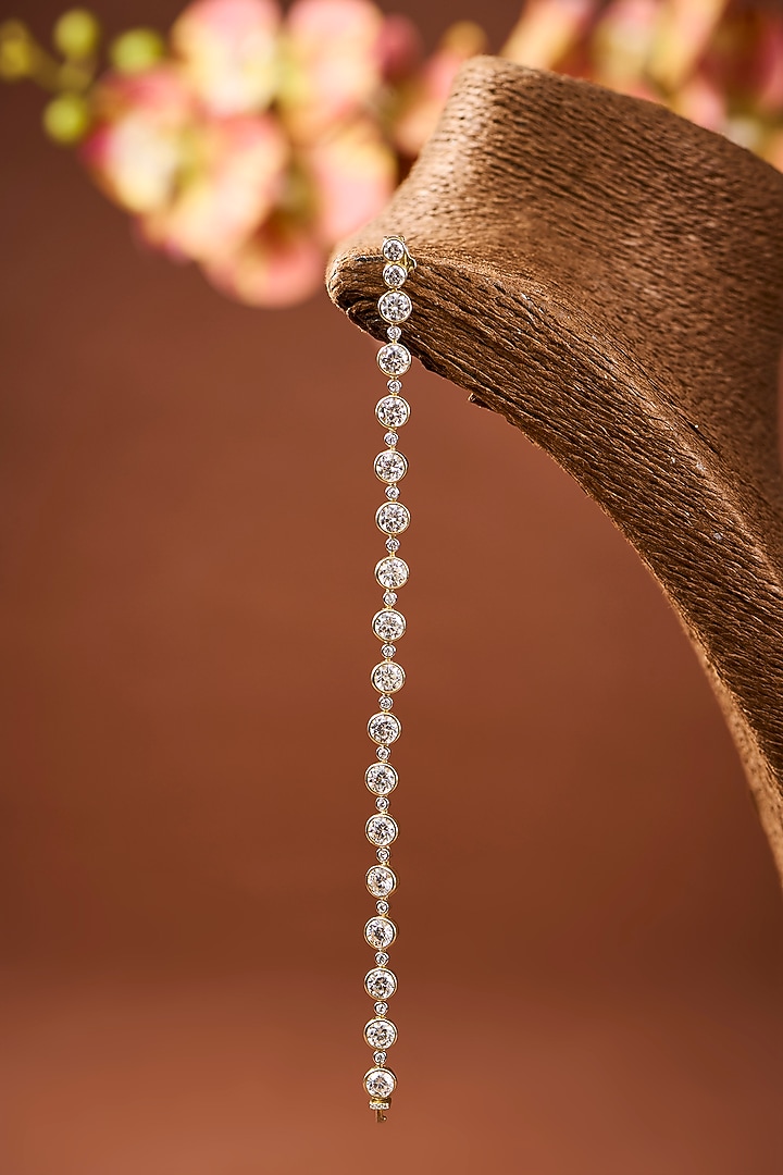 Yellow Gold Finish Eurostar Zircon Bracelet In Sterling Silver by STELLA CREATIONS at Pernia's Pop Up Shop
