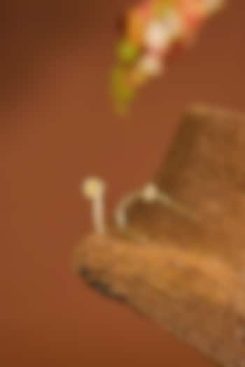 Yellow Gold Finish Zircon Hoop Earrings In Sterling Silver by STELLA CREATIONS at Pernia's Pop Up Shop