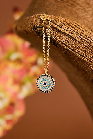 Yellow Gold Finish Zircon & Sapphire Stone Watch Charm In Sterling Silver by STELLA CREATIONS