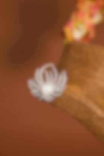 White Gold Finish Zircon & Shell Pearl Brooch by STELLA CREATIONS at Pernia's Pop Up Shop