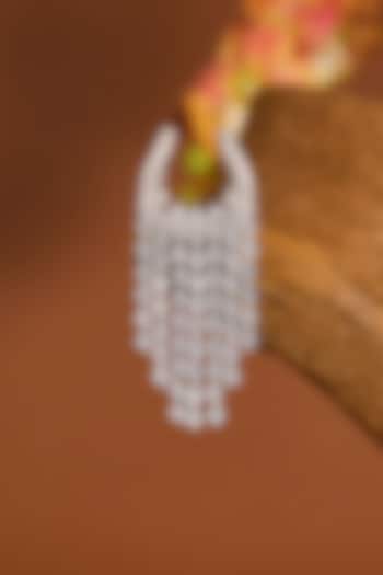 White Gold Finish Zircon Pendant In Sterling Silver by STELLA CREATIONS at Pernia's Pop Up Shop