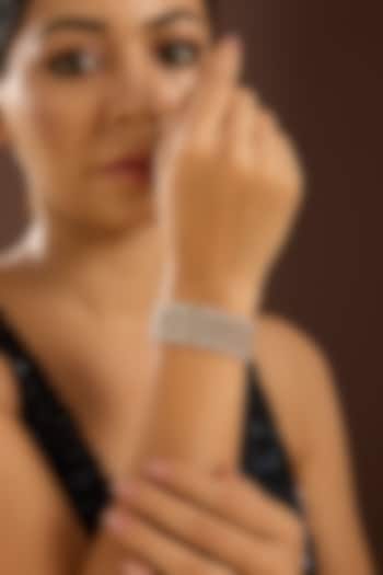 White Gold Finish Zircon Bracelet In Sterling Silver by STELLA CREATIONS at Pernia's Pop Up Shop