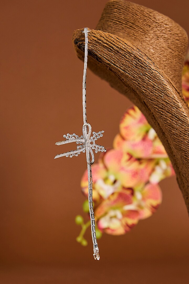 White Gold Finish Zircon Bracelet In Sterling Silver by STELLA CREATIONS at Pernia's Pop Up Shop