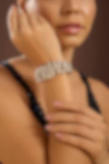 White Gold Finish Zircon Bracelet In Sterling Silver by STELLA CREATIONS at Pernia's Pop Up Shop