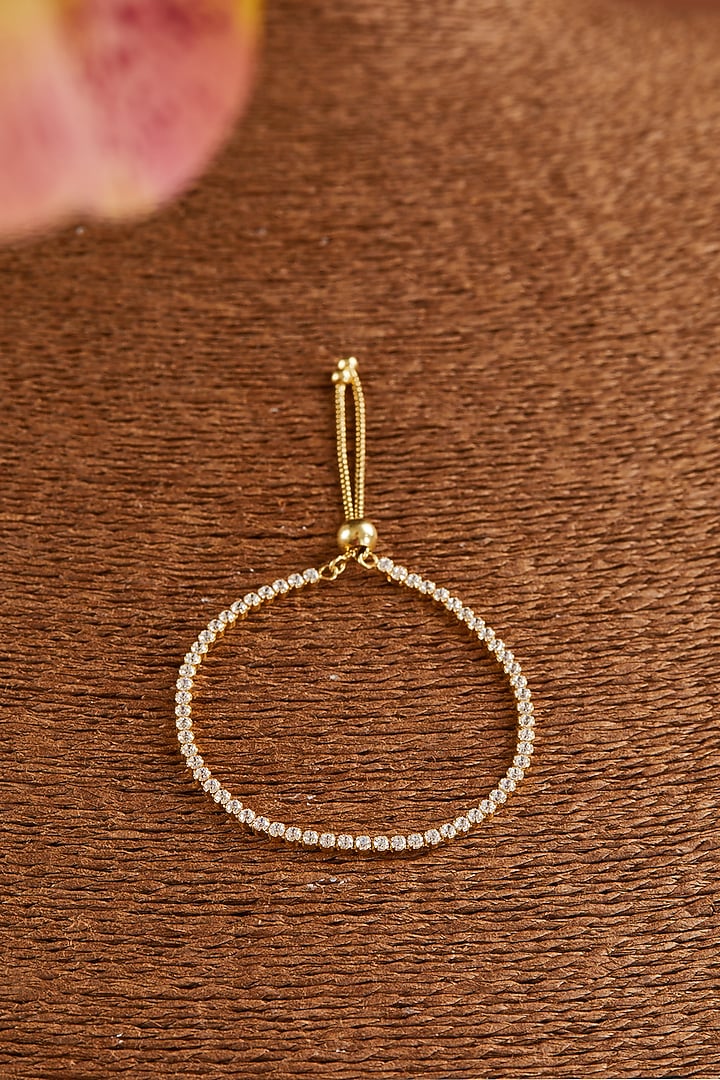 Gold Finish Zircon Bracelet In Sterling Silver by STELLA CREATIONS at Pernia's Pop Up Shop