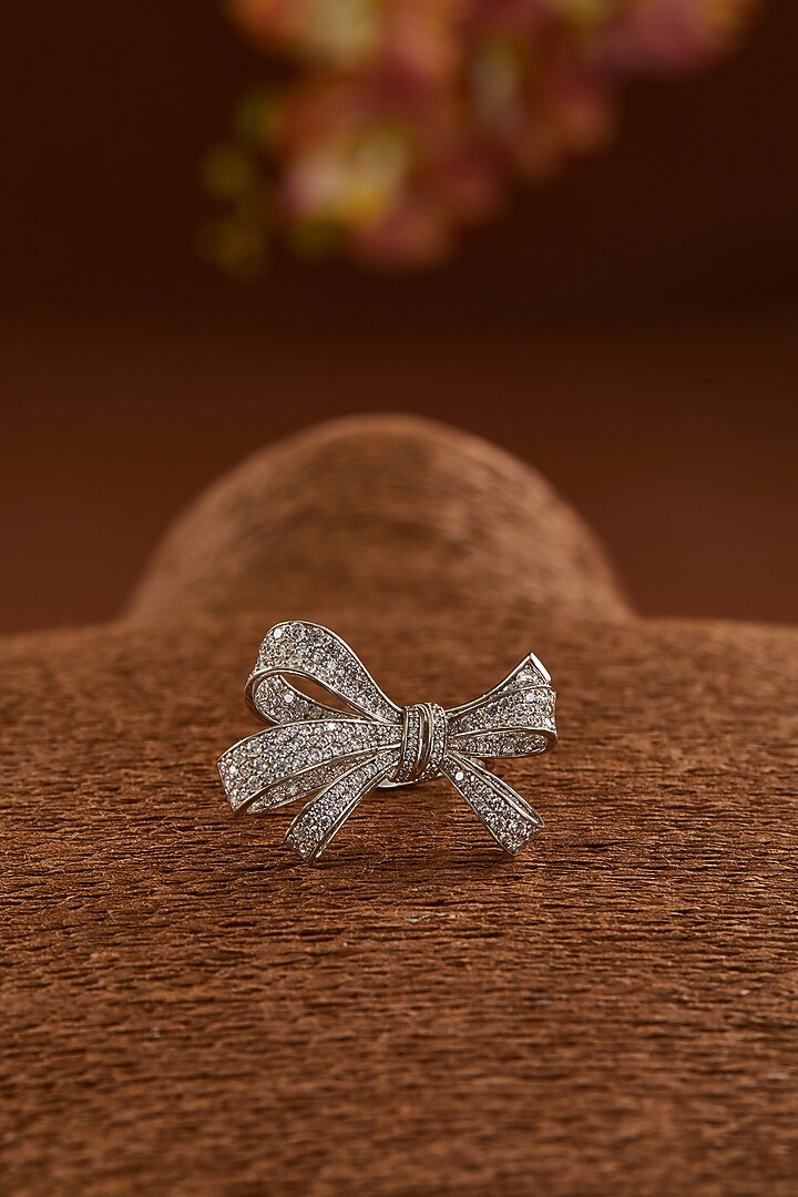 White Finish Zircon Ring In Sterling Silver by STELLA CREATIONS at Pernia's Pop Up Shop