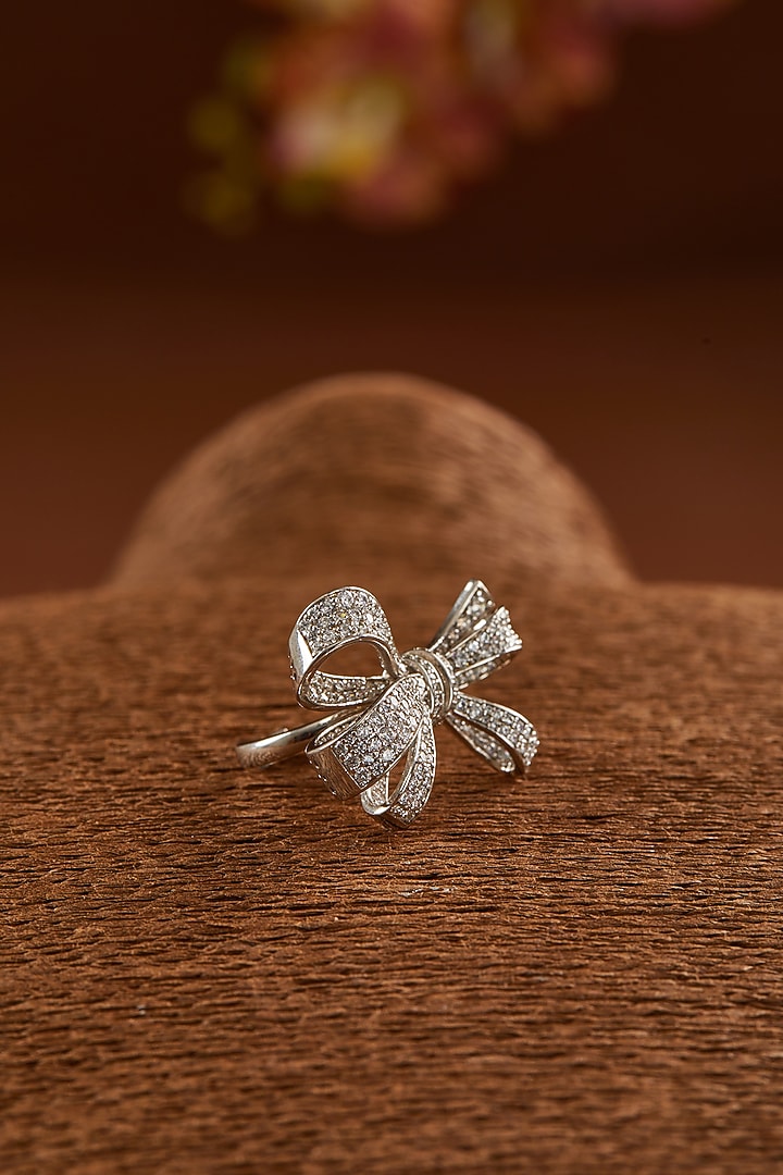 White Finish Zircon Ring In Sterling Silver by STELLA CREATIONS at Pernia's Pop Up Shop