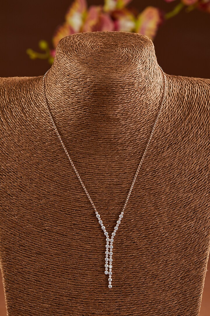 Rose Gold Finish Zircon Pendant Necklace In Sterling Silver by STELLA CREATIONS at Pernia's Pop Up Shop