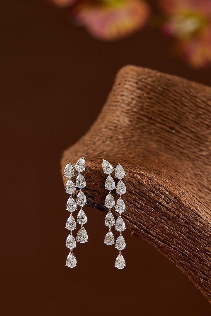 White Finish Zircon Necklace Set In Sterling Silver by STELLA CREATIONS at Pernia's Pop Up Shop