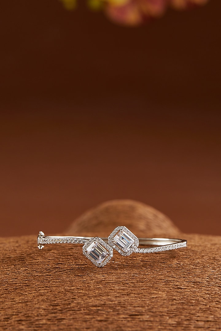 White Finish Zircon Bracelet In Sterling Silver by STELLA CREATIONS at Pernia's Pop Up Shop