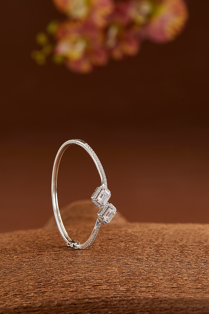 White Finish Zircon Bracelet In Sterling Silver by STELLA CREATIONS at Pernia's Pop Up Shop