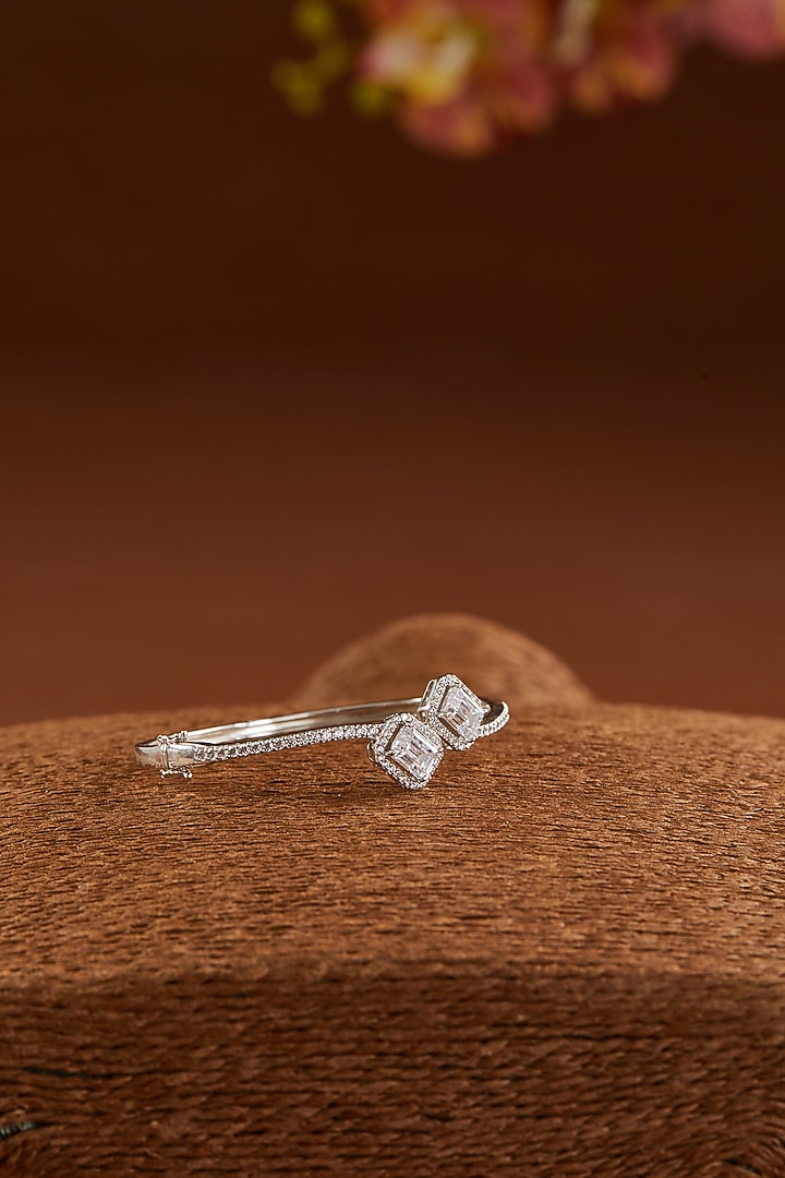 White Finish Zircon Bracelet In Sterling Silver by STELLA CREATIONS at Pernia's Pop Up Shop
