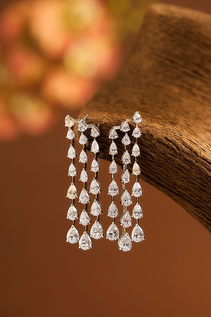 White Gold Finish Eurostar Zircon Necklace Set In Sterling Silver by STELLA CREATIONS at Pernia's Pop Up Shop