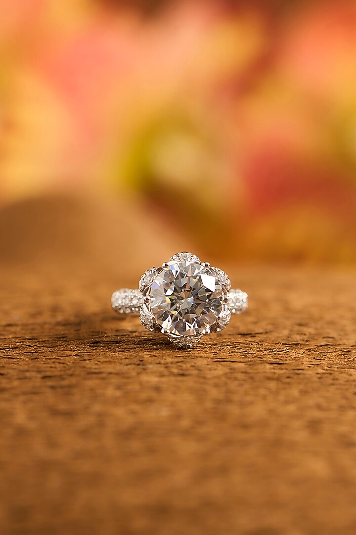 White Gold Finish Eurostar Zircon Ring In Sterling Silver by STELLA CREATIONS at Pernia's Pop Up Shop