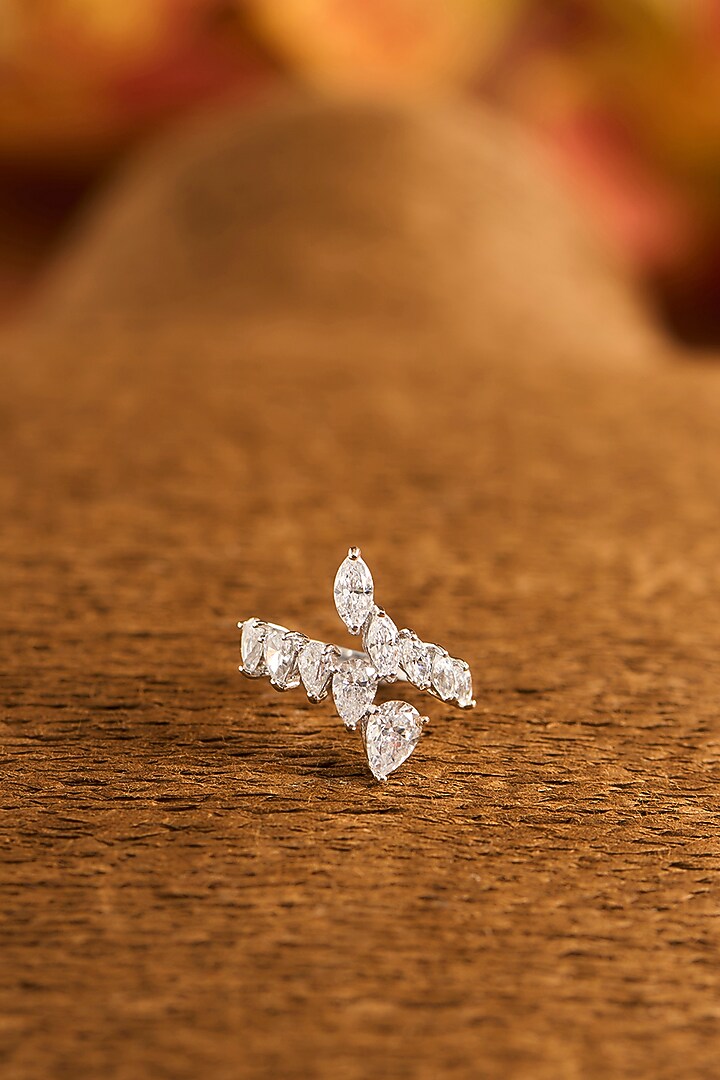 White Gold Finish Eurostar Zircon Ring In Sterling Silver by STELLA CREATIONS at Pernia's Pop Up Shop