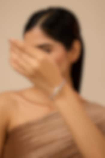 White Finish Eurostar Zircon & Yellow Sapphire Stone Openable Bracelet In Sterling Silver by STELLA CREATIONS at Pernia's Pop Up Shop